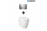 Package - Narva Rimless Floor Mounted Pan & Seat + Geberit In-wall Cistern + Flush Plate
